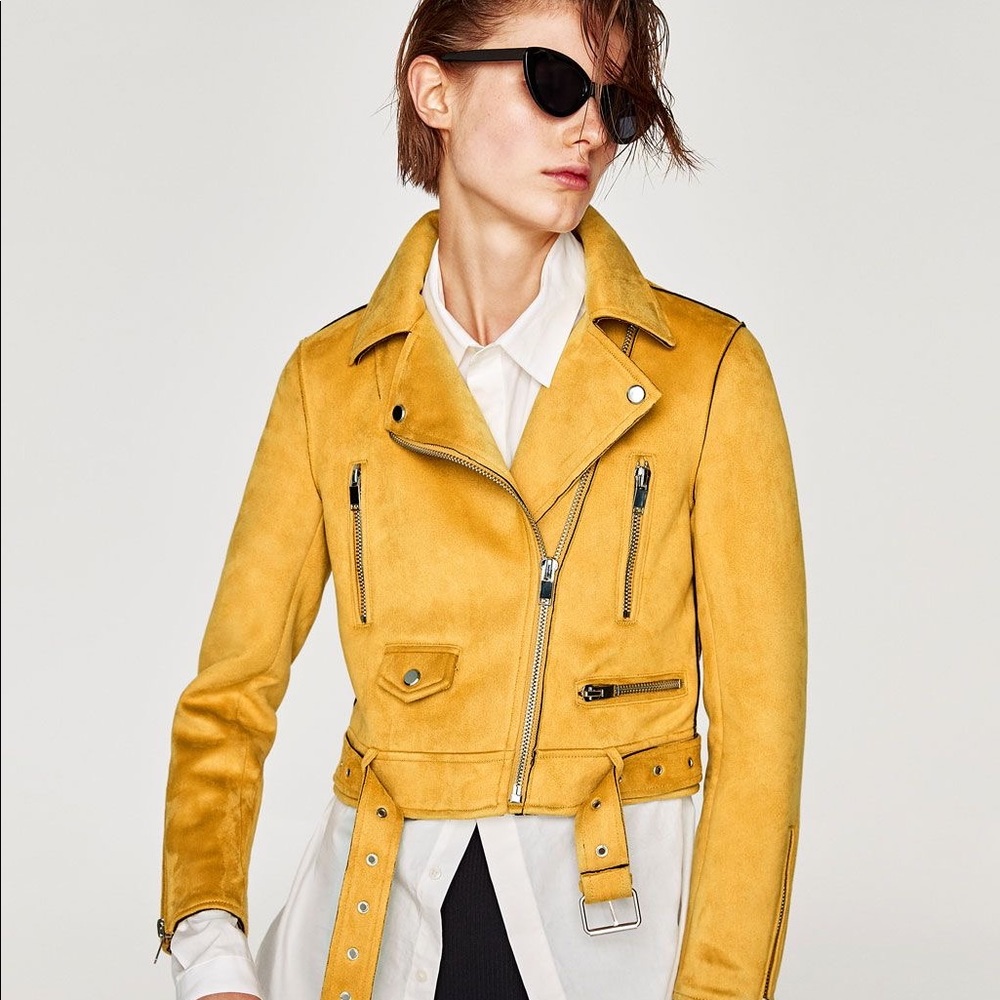 Zara yellow suede jacket